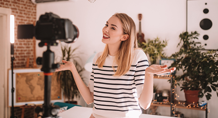 Woman working as an influencer